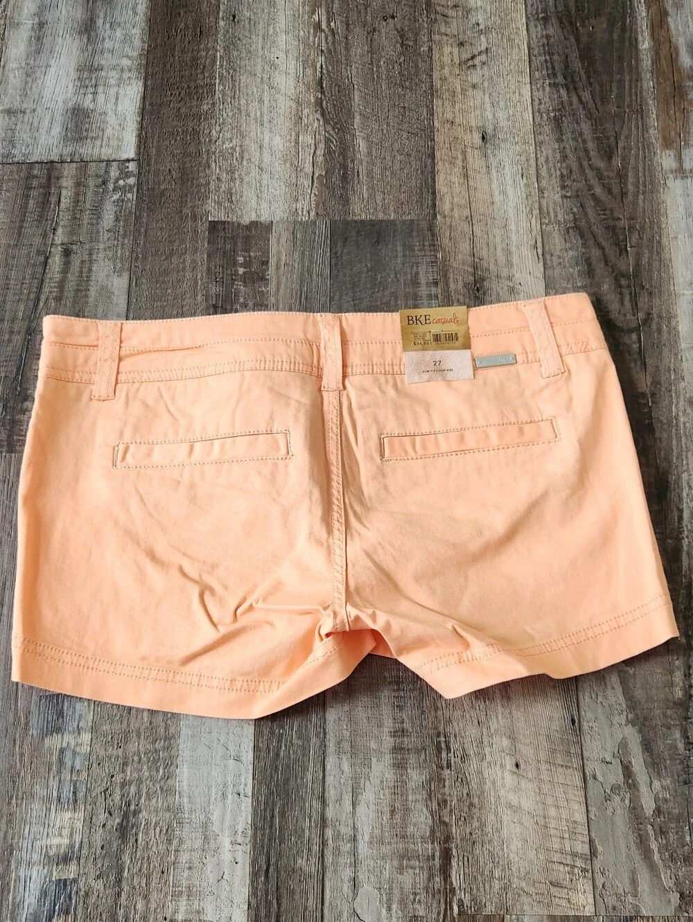Buckle Peach Short Denim-Style Cotton Shorts